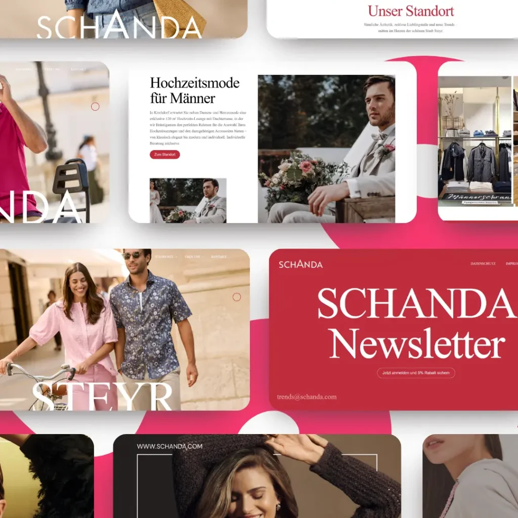 Schanda Website, weiterer Einblick in die Gestaltung